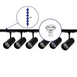 Bright Choice Complete Set 1-Phase Rail 2 Meter Black | incl. 6x Spot + GU10 2700K 3W Dimmable + End Cap, Power Connector and I-Connector
