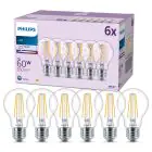 Multipack 6x Philips Bulb LED E27 Pear Filament Clear 7W 850lm - 840 Cool White
